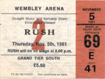 Wembley Arena, Nov. 5, 1981 ticket