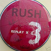 Rush Replay X 3 signed drumhead