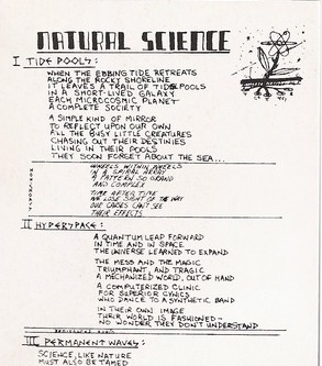 Natural Science lyric sheet