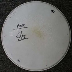 Neil Peart autographed drum head