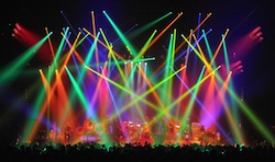 Clay Paky Sharpy light fixtures on the Clockwork Angels tour