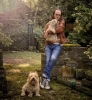 Geddy Lee and his pair of Norwich terriers - Dr. Lucy and Stanley Wasserman - photo by Richard Sibbald via @geddyimages on IG